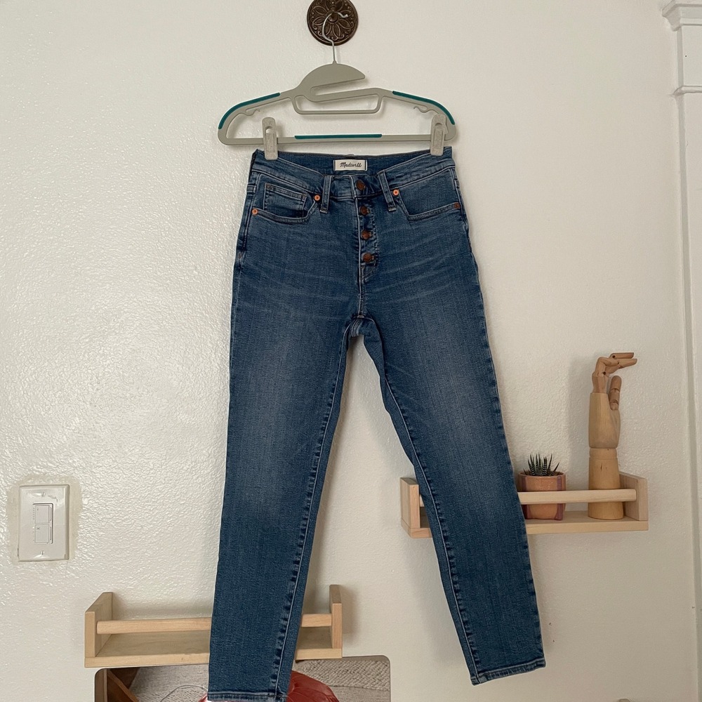 Madewell 9 Inch Mid Rise Skinny Crop Jeans Medium Wash Size 28
